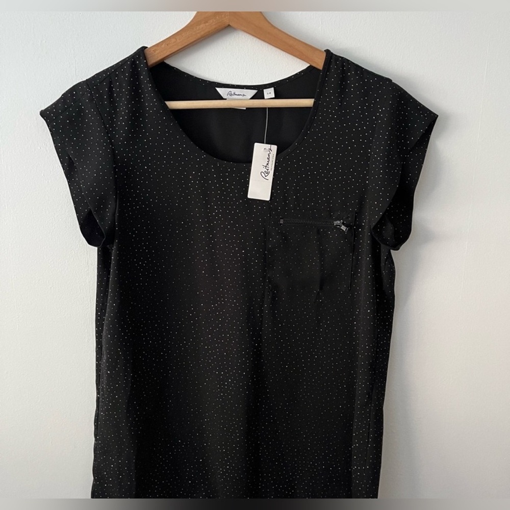 NWT Reitmans Black Cap Sleeve sequin blouse small PTP 19inch - Picture 2 of 7